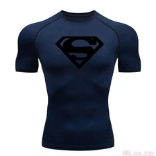 Superman T-shirts Superhero Gym Short Compression Sleeve Tee Tops