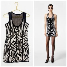 Valentino Animal Print Wool Aline Mini Dress Size 40/4 Zebra Print Chic Cocktail