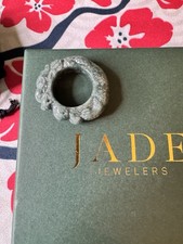 Green Carved Jade Dragon  Band Ring Size 10 Jade Stone Green Color