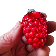 Vtg Red glass grapes  christmas tree ornament rare feather tree
