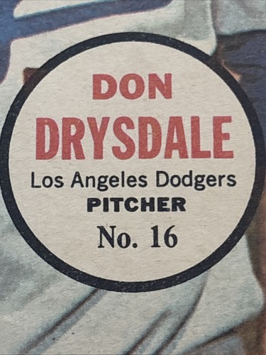 1967 Topps Pin Up Don Drysdale Los Angeles Dodgers MLB HOF EX-NM Centered - Bild 7 von 12