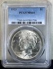 1923 SILVER Peace Dollar $1 PCGS MS64 Choice BU - STUNNING!