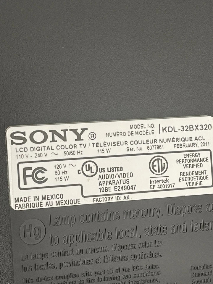 Sony Bravia KDL-32L4000 32″ LCD HDTV Digital Tuner HDMI Gaming TV Remote Control - Image 2 of 2