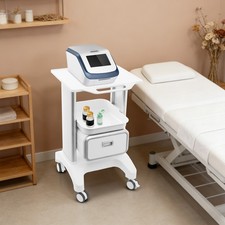 3 Tiers Lab Carts Mobile Medical Cart with 1 Drawers & 1 Top Tray White 30in H