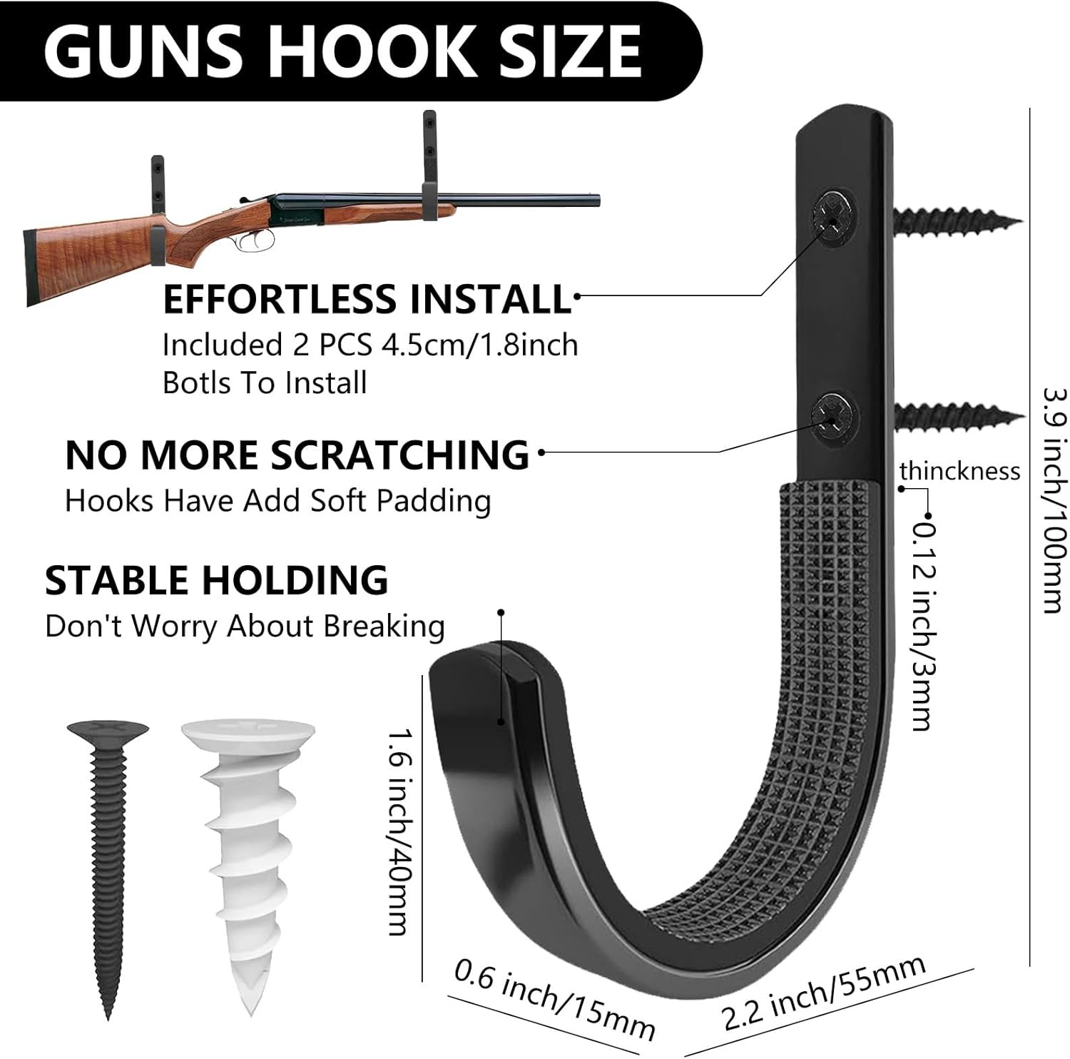 34 Pack Gun Rack Wall Mount, Gun Rack Bulk for Wall, Horizontal Metal Gun Rack f