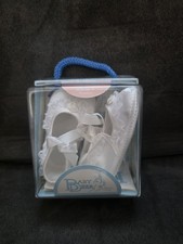 NWT Baby Deer White Satin Lace Frilly Booties Crib Shoes Girls Preemie Size 00 1