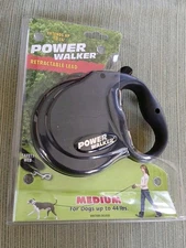NEW Coastal Pet Power Walker Retractable Dog Leash Black MED 16' Dogs Up To 44lb