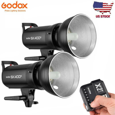 US Godox 2*SK400II 800W 2.4G Studio Flash Strobe Light+ X2T-S Trigger For Sony