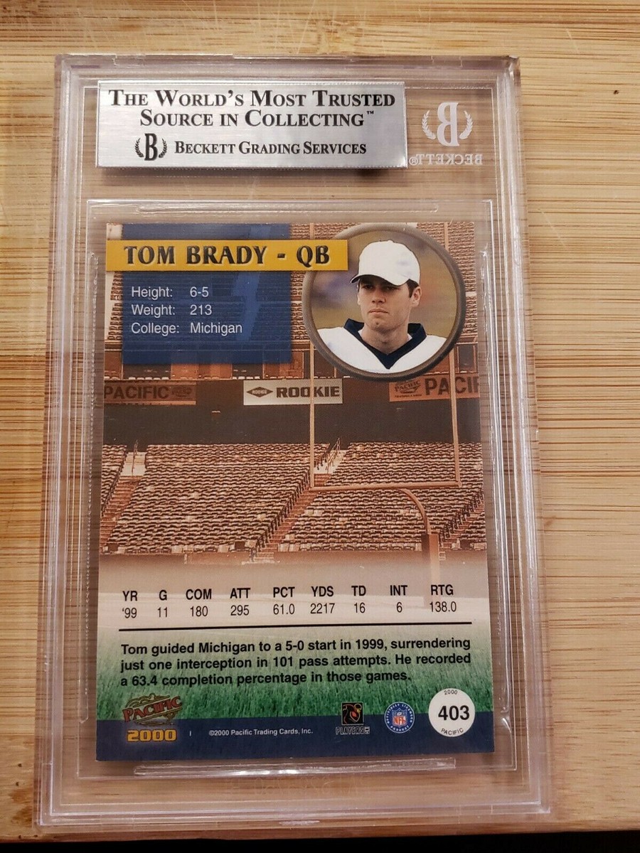 2000 PACIFIC # 403 TOM BRADY RC BGS 8.5 WITH 2 9.5 SUB GRADES