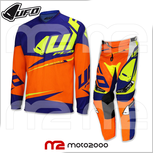 KIT COMPLETO UFO MOTO CROSS REVOLT OFF ROAD ENDURO ADULTO ARANCIONE BLU |  eBay