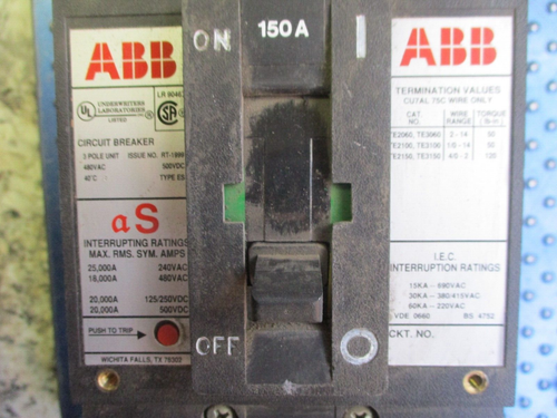 INTERRUPTOR AUTOMÁTICO ABB 3 POLOS 150A 727131 R 127 - Imagen 1 de 7