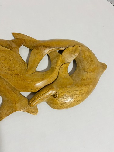 VTG Hawaiian Handmade Relief Wood DOLPHIN Sculpture 14.5" L x 7" W-Wall Hanging - Picture 7 of 15