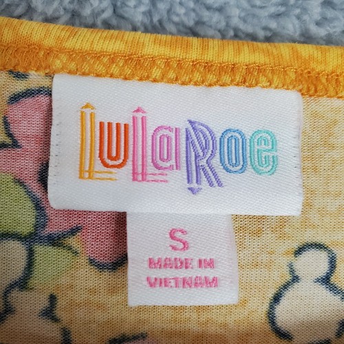 Lularoe T Shirt Size Small Yellow Disney Mickey Floral Short Sleeve Hi-Low Top - 第 10/12 張圖片