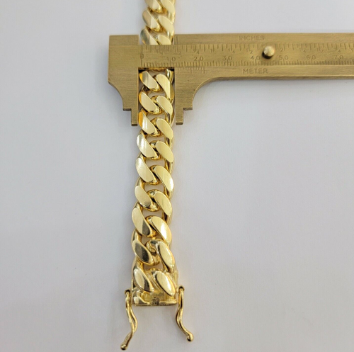 Men's 10k Yellow Gold Bracelet 9 Inch Miami Cuban Link 13mm Real SOLID Strong - Picture 6 of 7