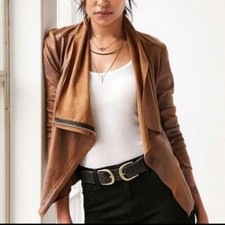 Silence + Noise Urban Outfitters Riley faux vegan leather moto drapey jacket XS