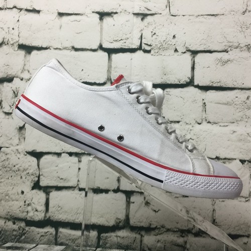 Levi's White Levi Strauss Mens 12 Canvas Boat Deck Low Top Sneaker Red Blue Trim - Picture 6 of 12
