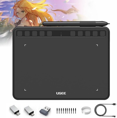 UGEE S640W Zeichentablett, kabellos, 15,2 x 10,2 cm, mit 10 Tasten und 8192 Stif