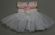 Baby Girl White Tulle Tutu Skirt  Pink Flower Headband Set - New