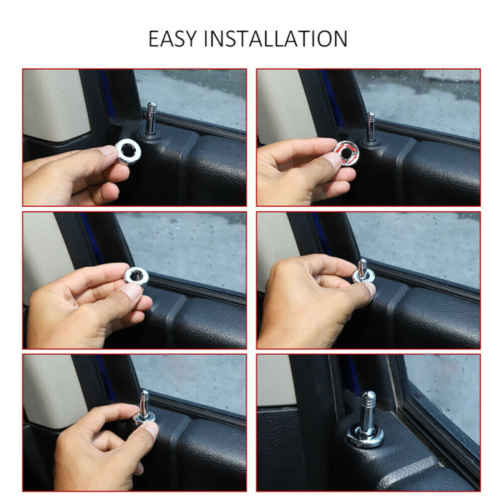 Chrome Car Door Lock Pin Ring Trim Cover For Dodge RAM 1500 201020