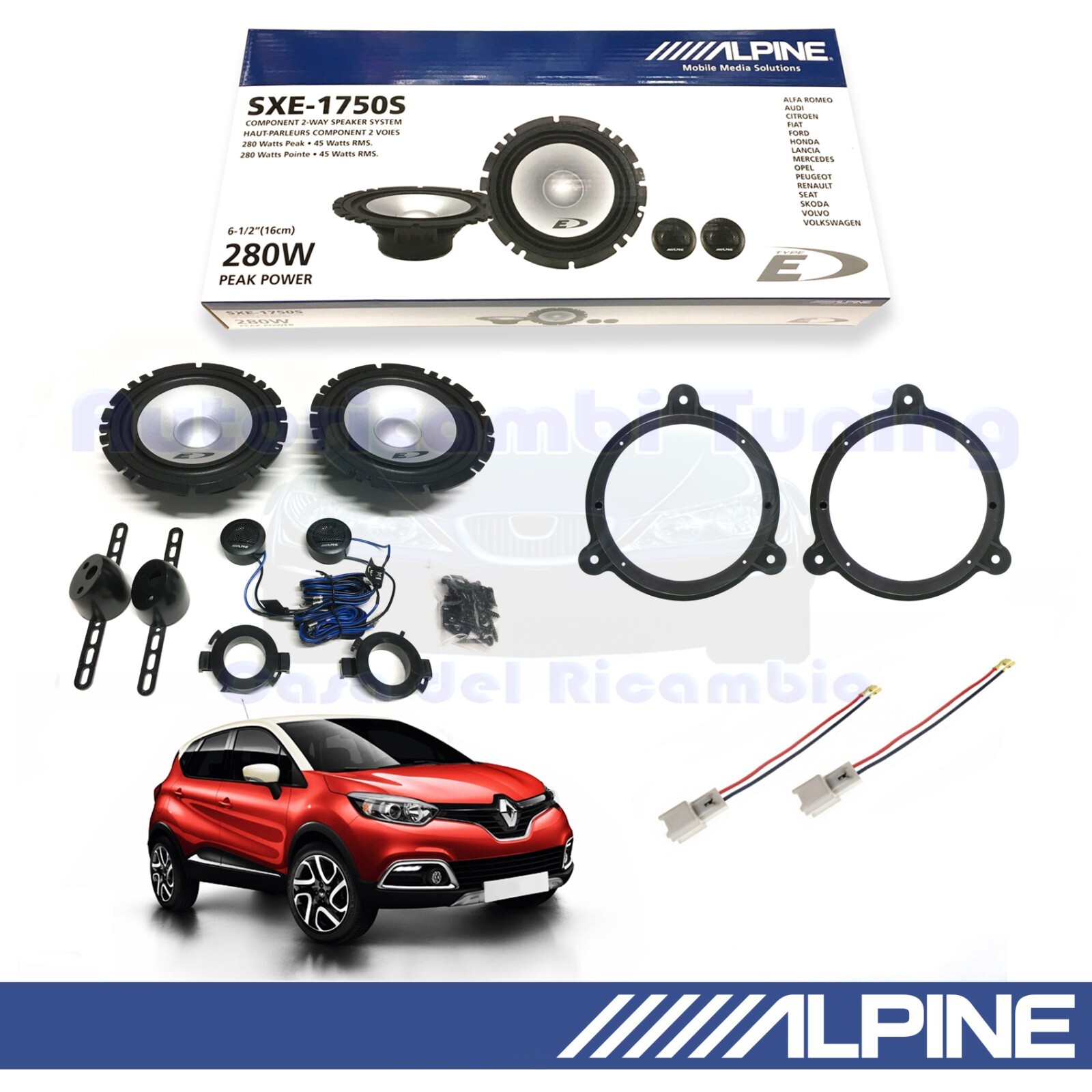 Kit Audio Alpine SXE1750S Renault Captur: Suono Cristallino e Bassi