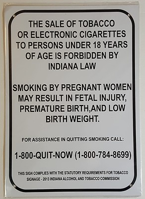 SALE OF TOBACCO SIGN – WHITE ALUMINUM (14X10)-REF24-1027