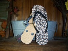 NO BOUNDARIES WOMENS LEOPARD PRINT FLIP FLOPS SHOES SIZE 6 CASUAL BEACH POOL NEW