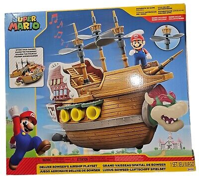 Nintendo Super Mario Deluxe Bowser's Air Ship Playset with Mario Action  Figure 