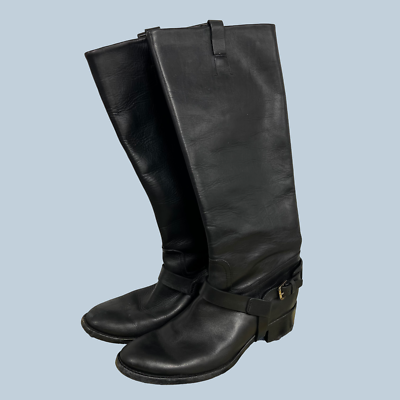 Ralph Lauren Collection Black Leather Buckle Knee-High  display picture 3