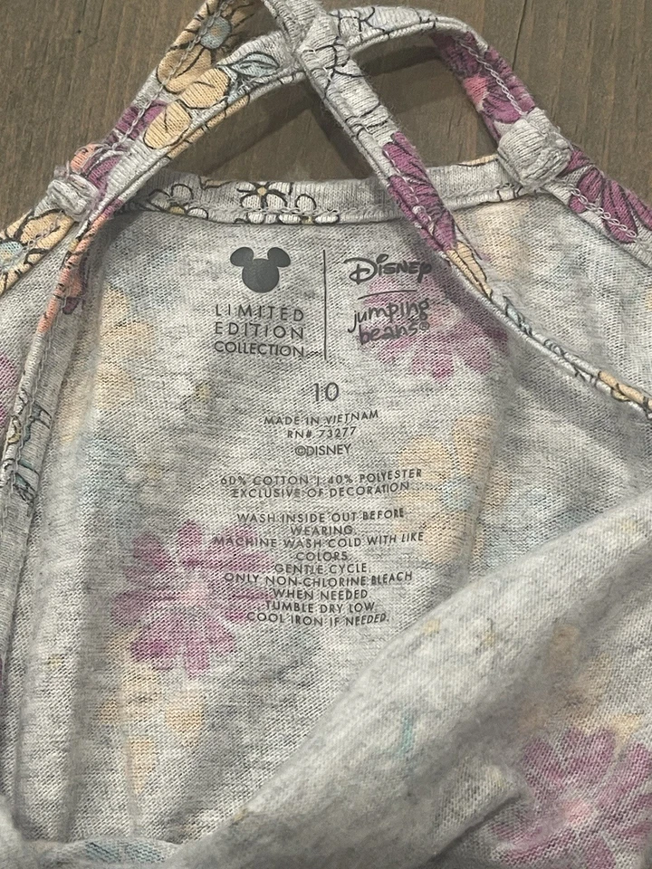 Disney Jumping Beans Girl’s Sleeveless Floral Princesses Pullover Gray Dress 10 - Image 4 of 4