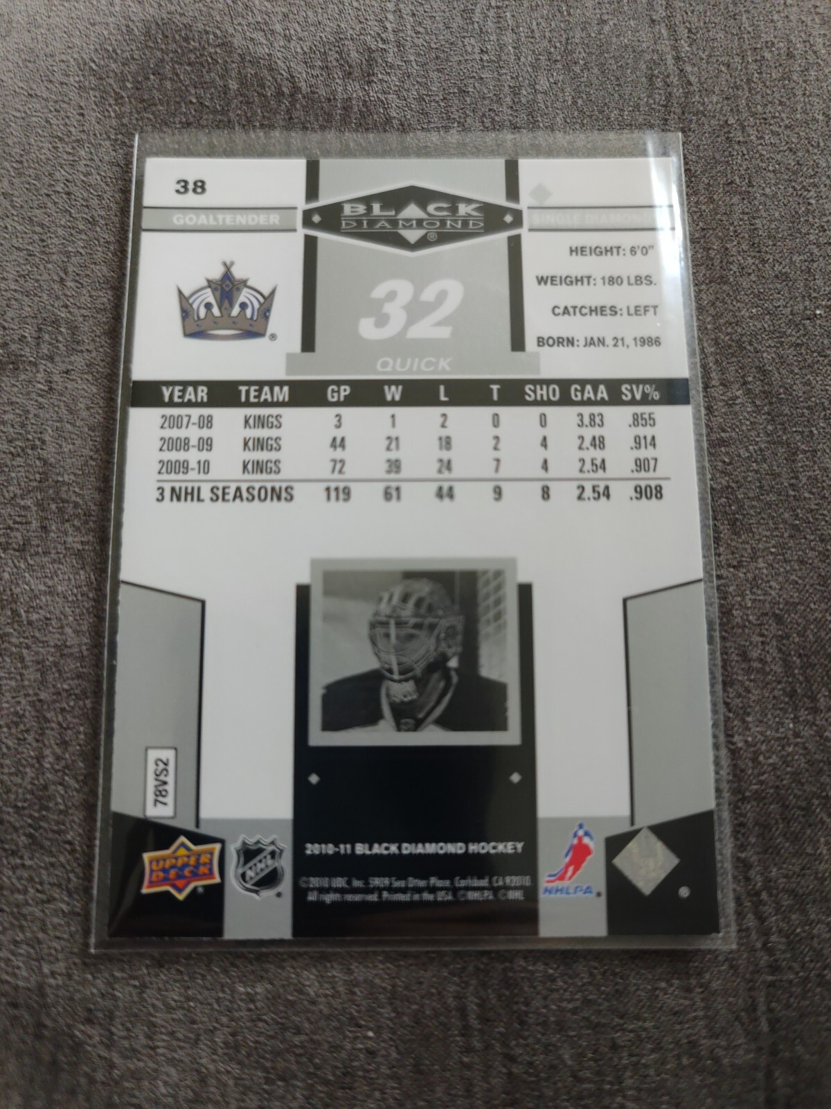 2010-11 Upper Deck Black Diamond Hockey #38 Jonathan Quick - Picture 2 of 2