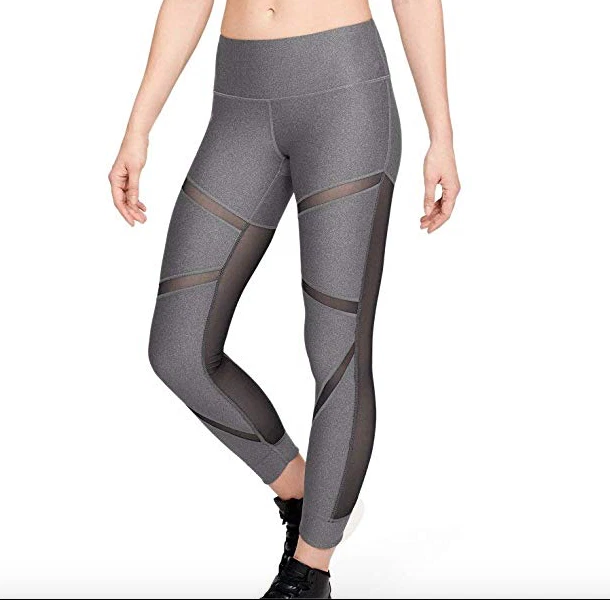 Under Armour Womens Mesh Panel Ankle crop Leggings 1324403 Grey