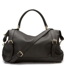 New Ora Delphine $425 Adele Black Leather Satchel Handbag