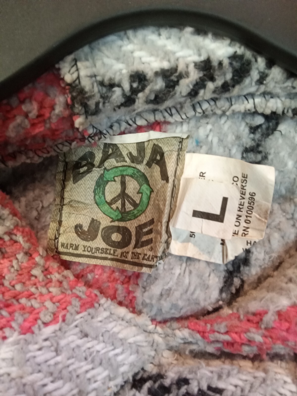 BAJA JOE Hoodie Mexican Hippie Boho Surf Rasta Sweater Pullover L