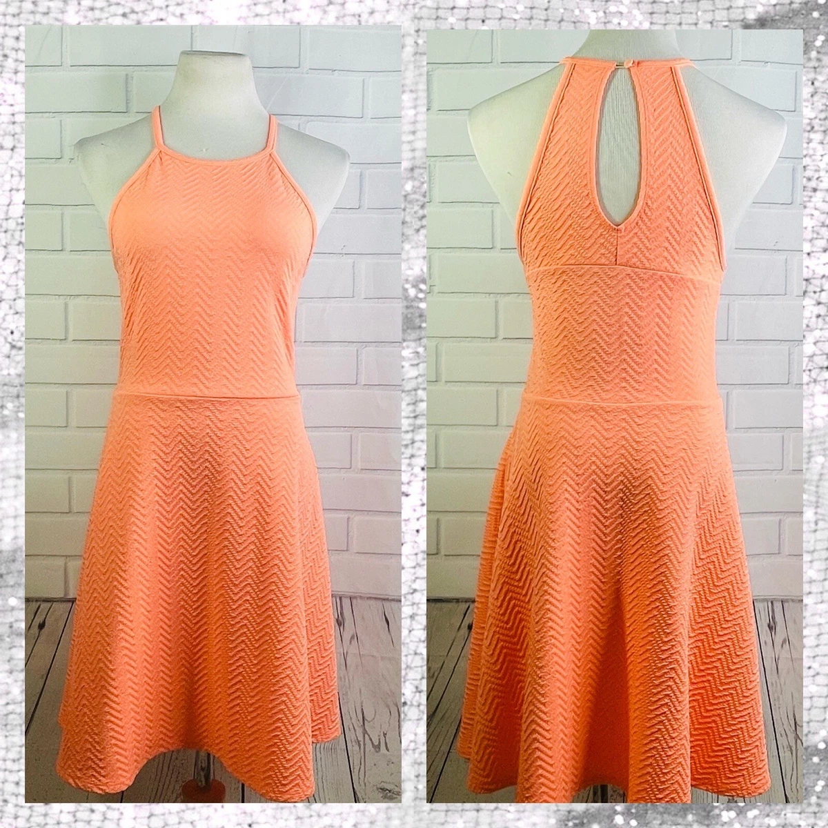 Mossimo Neon Orange A Line Sleeveless Skater Dress M