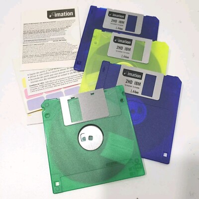 Imation 2HD 3.5'' Diskettes 4 Blank IBM Formatted High Density Floppy Disks