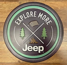 Jeep Embossed Camping Round Metal  Wall Sign 12"