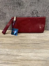 Hobo red leather wrist wallet clutch organizer
