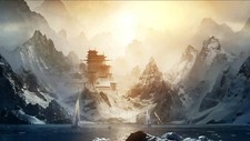 Landscape fantasy art mountains nature snow water asia Custom Gaming Mat Desk