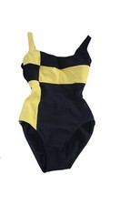 Vintage 90s Navy Yellow Colorblock Swimsuit US 14