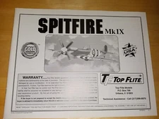 Hobbico Top Flite Spitfire MkIX 60 Scale Manual Instruction Book SPF6P03 New