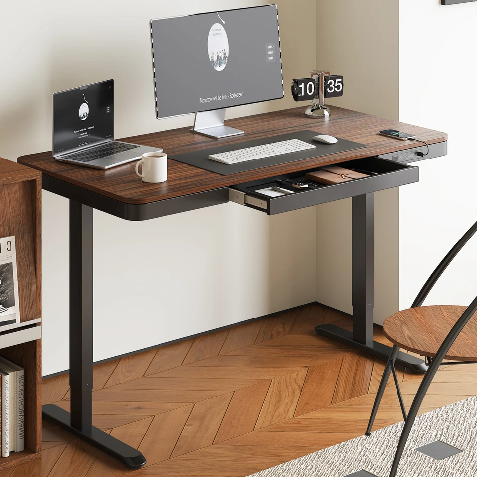 FunniHomi 48"/55" Escritorio Eléctrico de Pie Ajustable en Altura con Cajón, Puertos USB Foto 4 de 4