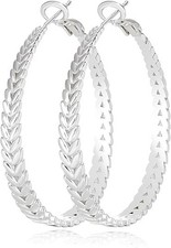 Silver Hoop Earrings for Women Trendy Hypoallergenic 925 Sterling Silver Post Ho