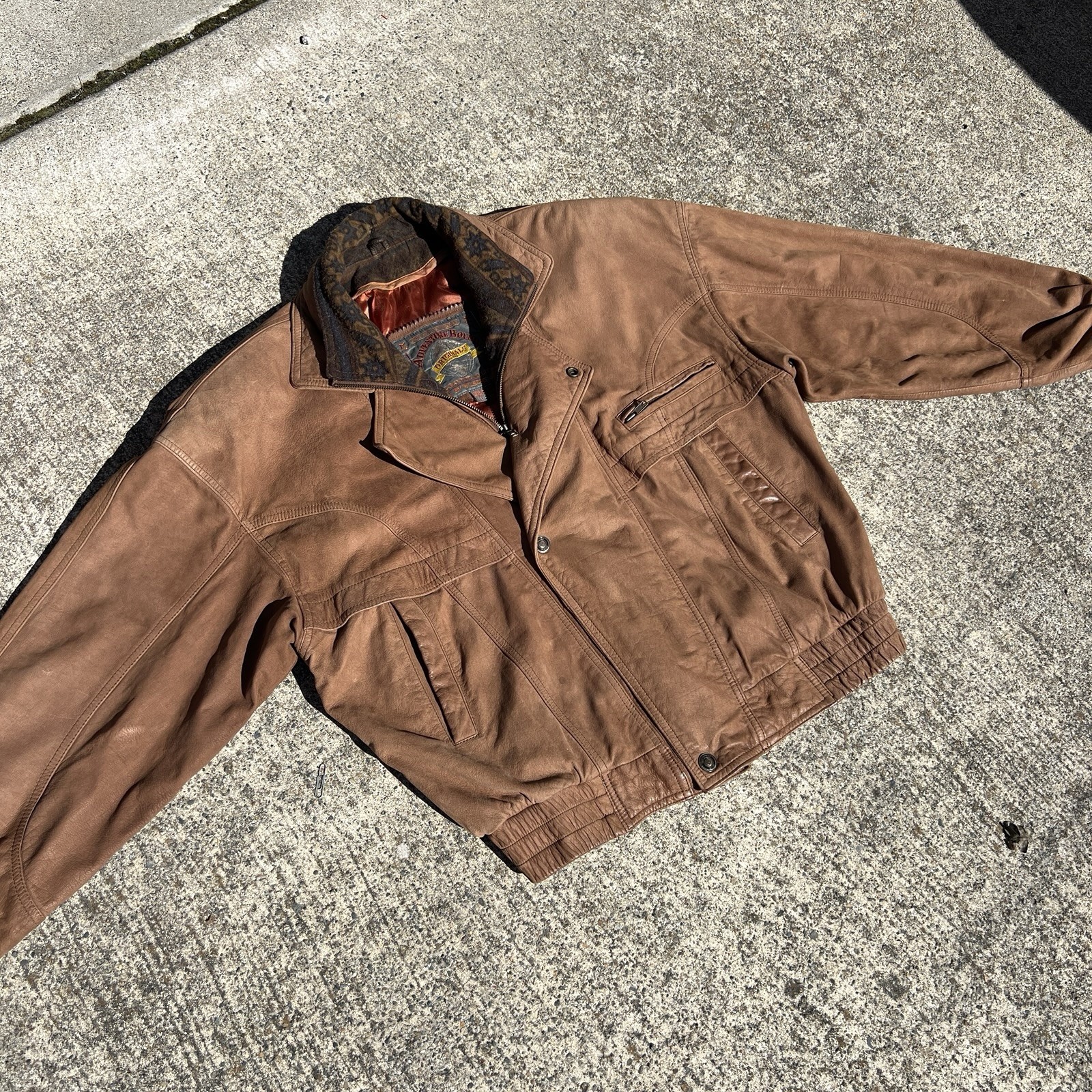 Vintage Wilsons Adventure Bound Jacket Mens L Brown Suede Leather Bomber 90s