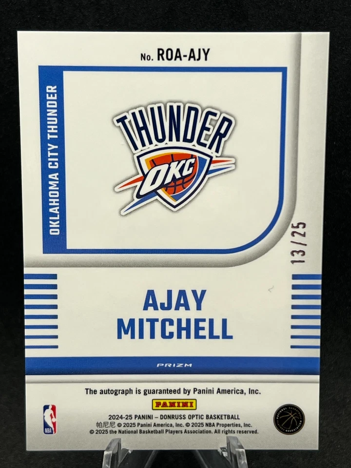 2024-25 Donruss Optic Ajay Mitchell Green Scope RC Rookie Optics Auto /25 SP - Image 4 of 4