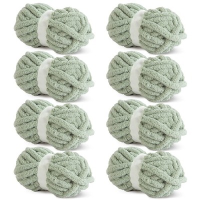 HOMBYS Sage Green Chunky Chenille Yarn for Crocheting, 8 Pack, 