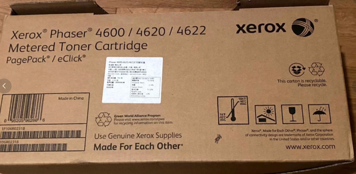 Toner Noir Xerox 106R02318 Original pour Imprimante Laser WorkCentre