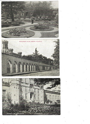 (3) Alfred Stanley Johnson Postcards - Lot 3 State Prison Waupun Wisconsin