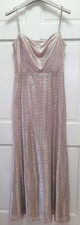 Hayley Paige Occasions Rose Silver Liquid Metallic Bridesmaid A-Line Gown - 10