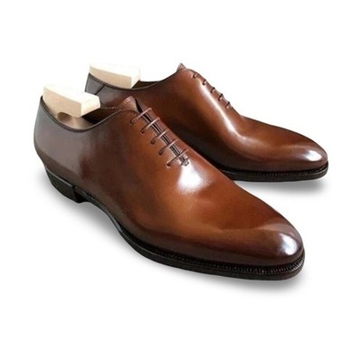 Handmade Brown Genuine Leather Oxford Lace Up Office Dress Formal Shoes For Men