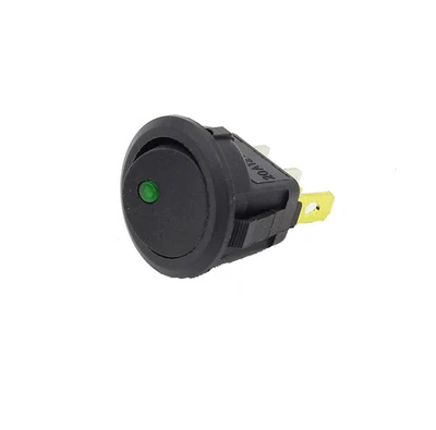 Interrupteur ON OFF avec lumière LED ronde rectangulaire 20 mm SPST 12V 20A VERT - Photo 1/3